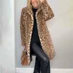 jsaierl Womens Furry Coat Jacket Plus Size Luxury Leopard